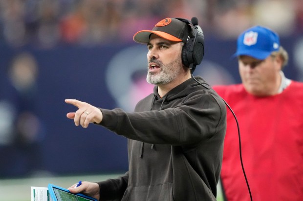 Browns coach Kevin Stefanski has led his team to the playoffs for the second time in four seasons. (David J. Phillip The Associated Press)