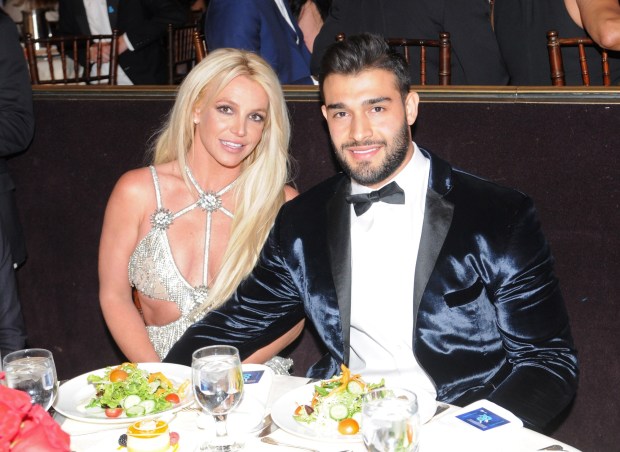 Honoree Britney Spears (L) and Sam Asghari attend the 29th Annual GLAAD Media Awards at The Beverly Hilton Hotel on April 12, 2018 in Beverly Hills, California. (Photo by Vivien Killilea/Getty Images for GLAAD)