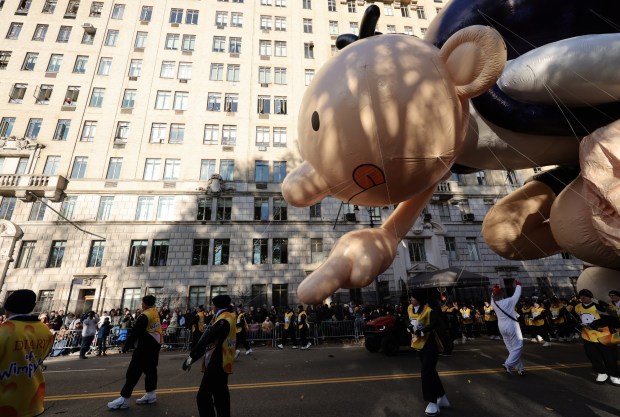 NEW YORK, NEW YORK - NOVEMBER 23: The Diary of a Wimpy Kid balloon heads down the parade route during the Macy's Thanksgiving Day Parade on November 23, 2023 in New York City. (Photo by Michael Loccisano/Getty Images)