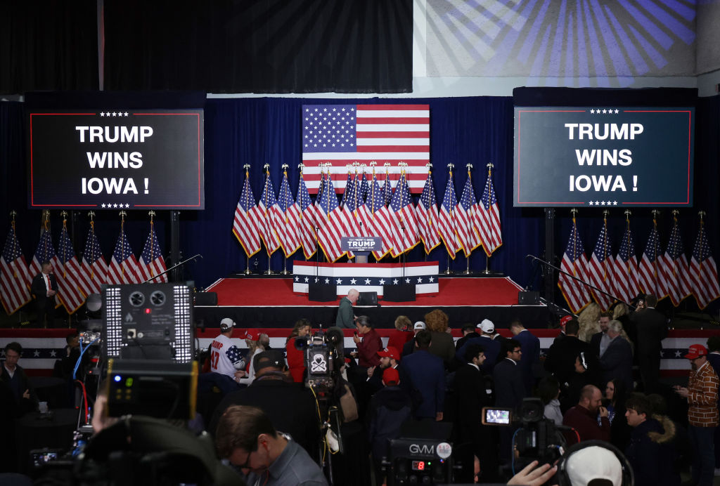 Former President Trump Holds Iowa Caucus Night Event In Des Moines