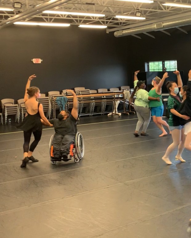 The North Pointe Ballet rehearses 'The Nutcracker' featuring Craig Sams III as a sit-down dancer in the Party Scene. (Courtesy of North Pointe Ballet)