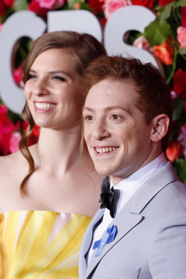 NEW YORK, NY - JUNE 10: Ethan Slater (R) and his wife Lily Jay attendstthe 72nd Annual Tony Awards at Radio City Music Hall on June 10, 2018 in New York City. (Photo by Jemal Countess/Getty Images for Tony Awards Productions)