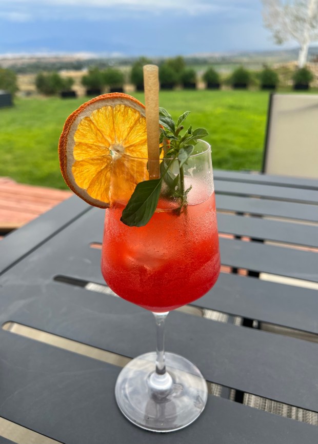 The Strawberry Aperitif Spritz combines strawberry shrub, Giffard Aperitif syrup, orange juice and soda in a refreshing non-alcoholic drink so good you won't even miss the booze. (Tiney Ricciardi, The Denver Post)