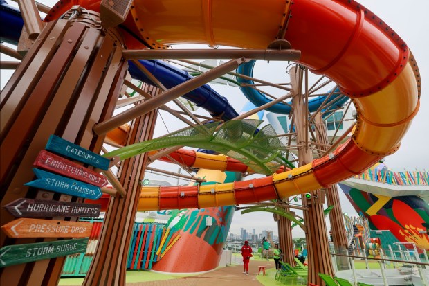 Royal Caribbean's Icon of the Seas,the world's largest cruise ship has 6 record breaking waterslides. The ship is docked at the Port of Miami on Thursday January 11, 2024. (Mike Stocker/South Florida Sun Sentinel)