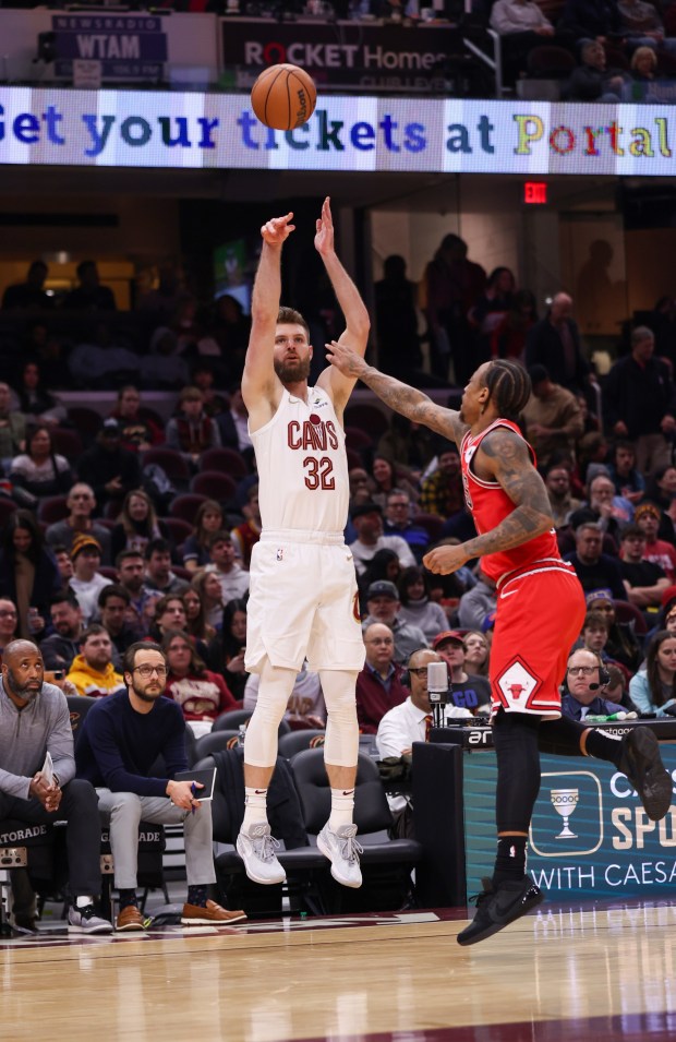 Dean Wade shoots Jan. 15 against the Bulls. (Tim Phillis - For The News-Herald)