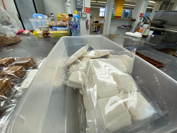 Marshmallow of the Month Club marshmallows await to be packaged into their shipping box. (Frank Mecham- The News-Herald.)