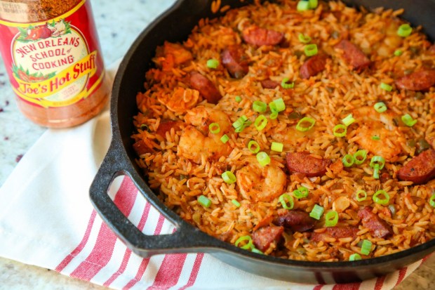 Jambalaya, with its roots in West Africa, is a New Orleans staple accented by Joe's Stuff, an herb-and-spice mixture created by New Orleans School of Cooking founder Joe Cahn and available at the school and online. (Courtesy of New Orleans School of Cooking)