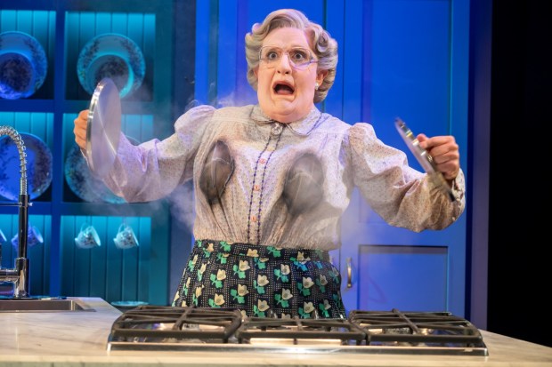 Rob McClure has a hot time as Euphegenia Doubtfire in the North American Tour of "Mrs. Doubtfire." (Joan Marcus)