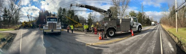 A truck carrying hazardous material crashed and turned on its side at the intersection of Chagrin Mills Road and Chillicothe Road in Russell Township on Jan. 2. (Courtesy of Russell Township Fire Department)